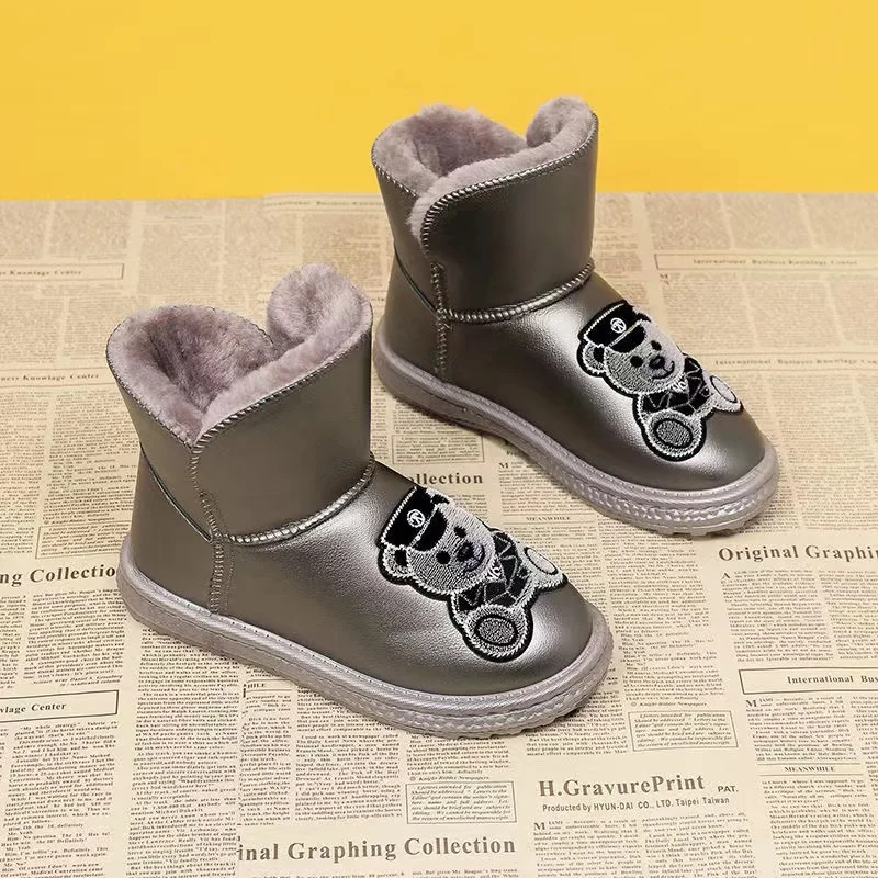 

Women's Shoes Snow Boots 2021 New Winter Warm Thick-soled Non-slip Fashion Thickening Plus Velvet Bear Embroidery Cotton Shoes