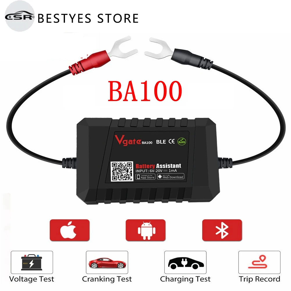 

Vgate BA100 Car Battery Tester Assistant 12V Monitor Bluetooth 4.0 Work with iOS & Android Battery Helper