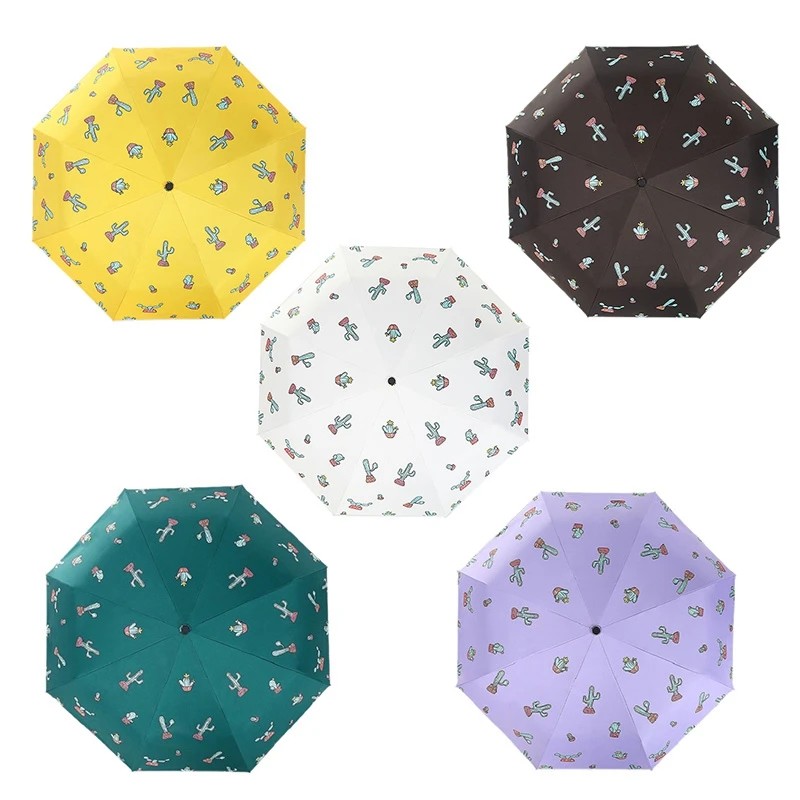 

Automatic Umbrella Rain Women Lovely Folding Umbrellas Windproof Black Coating Anti UV Parasol Women's Umbrella