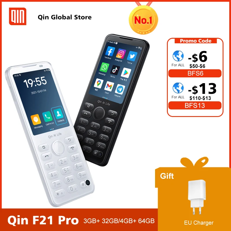 New Qin F21 Pro Smart Touch Screen Phone Wifi 5G+2.8 Inch 3GB + 32GB / 4GB 64GB Bluetooth 5.0 480*640 Global Verison Phone