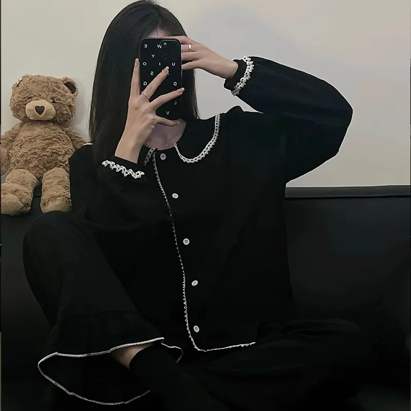 Женские пижамы с длинными рукавами весна и осень 2023 новинка онлайн красный