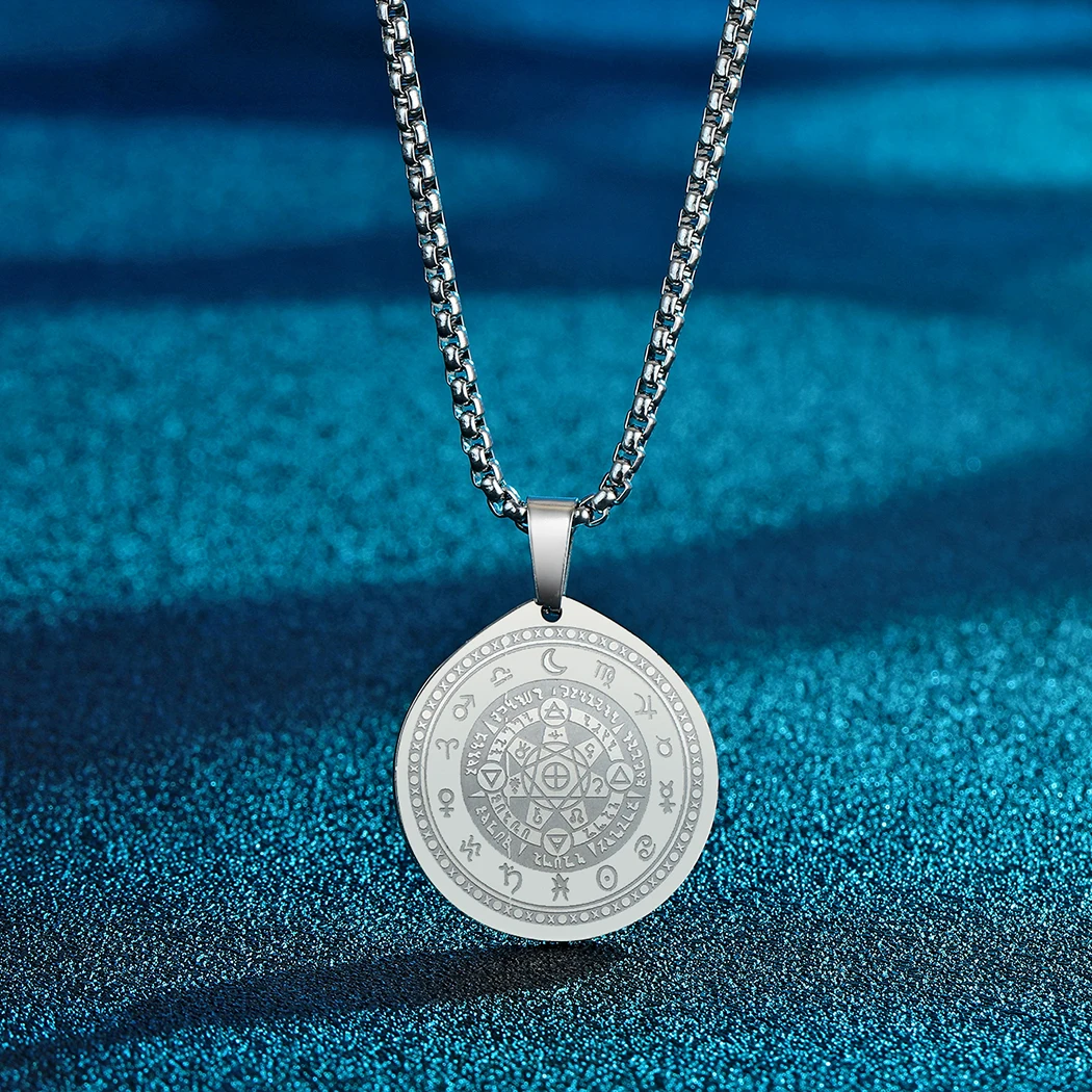 Амулет из нержавеющей стали с септаграммой алхей ожерелье-талисман простое