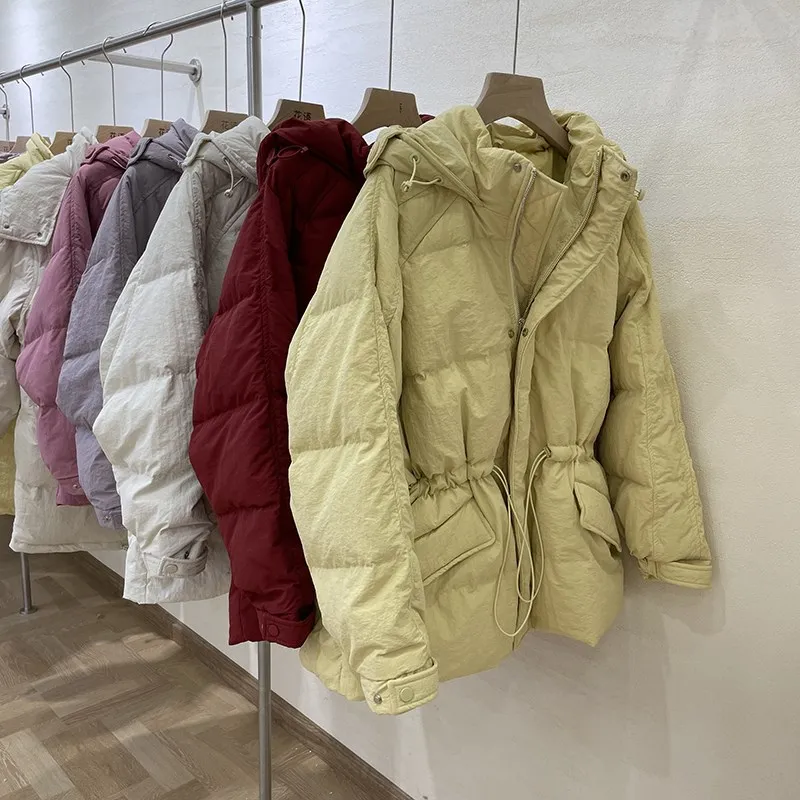 Waist down jacket women's short short short short 2021 winter new loose white duck down jacket