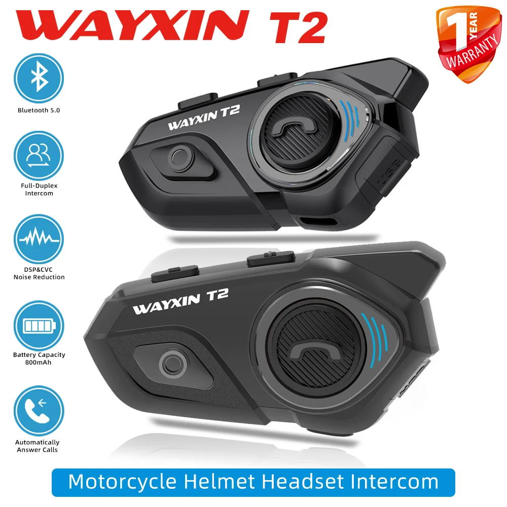 

Bluetooth-гарнитура WAYXIN T2 для мотоциклетного шлема, водостойкая