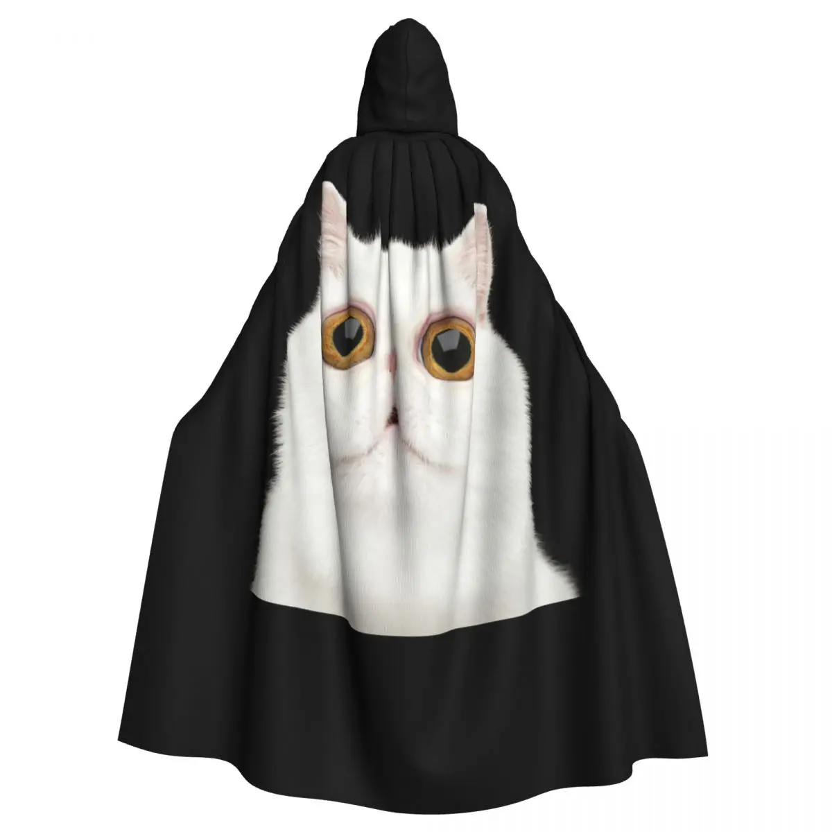 

Long Cape Cloak White Cat Eye Hooded Cloak Coat Autumn Hoodies