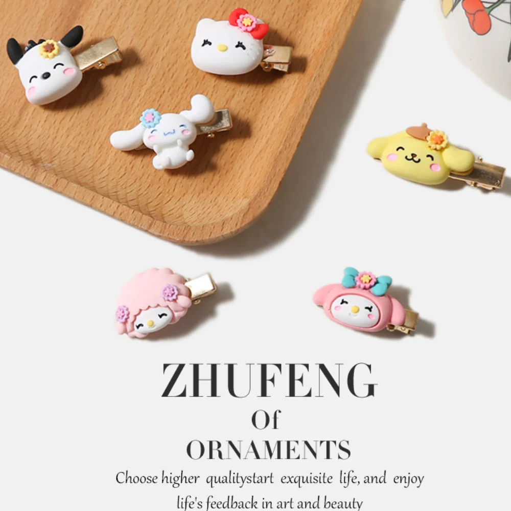 

1/2/6Pcs Kawaii Sanrio Hello Kitty Hair Clips Cinnamoroll My Melody Anime Makeup Tools Girls Hairpin Cartoon Hair Accessories