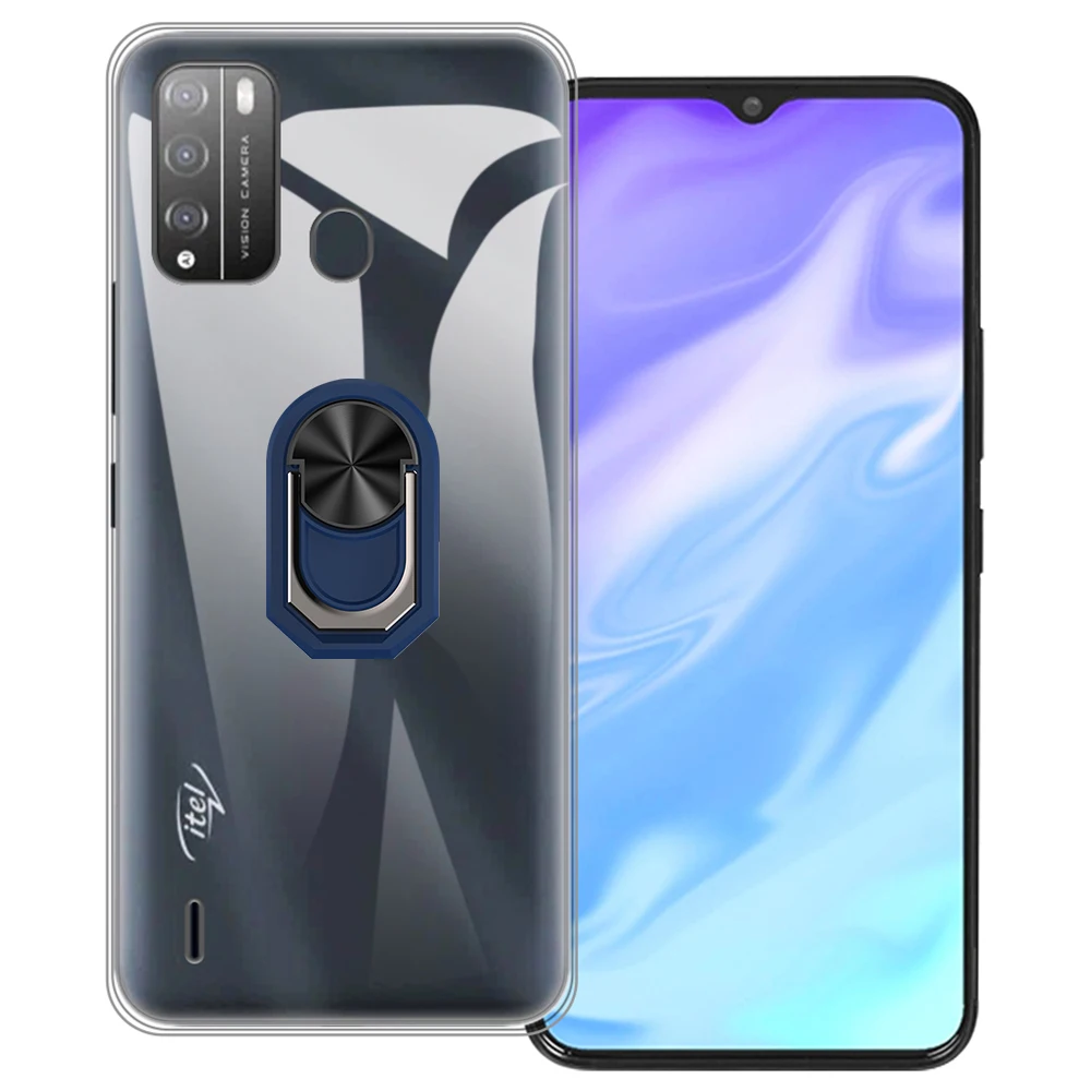 Роскошный противоударный чехол с кольцом-держателем для ITEL S16 Мягкий Силиконовый