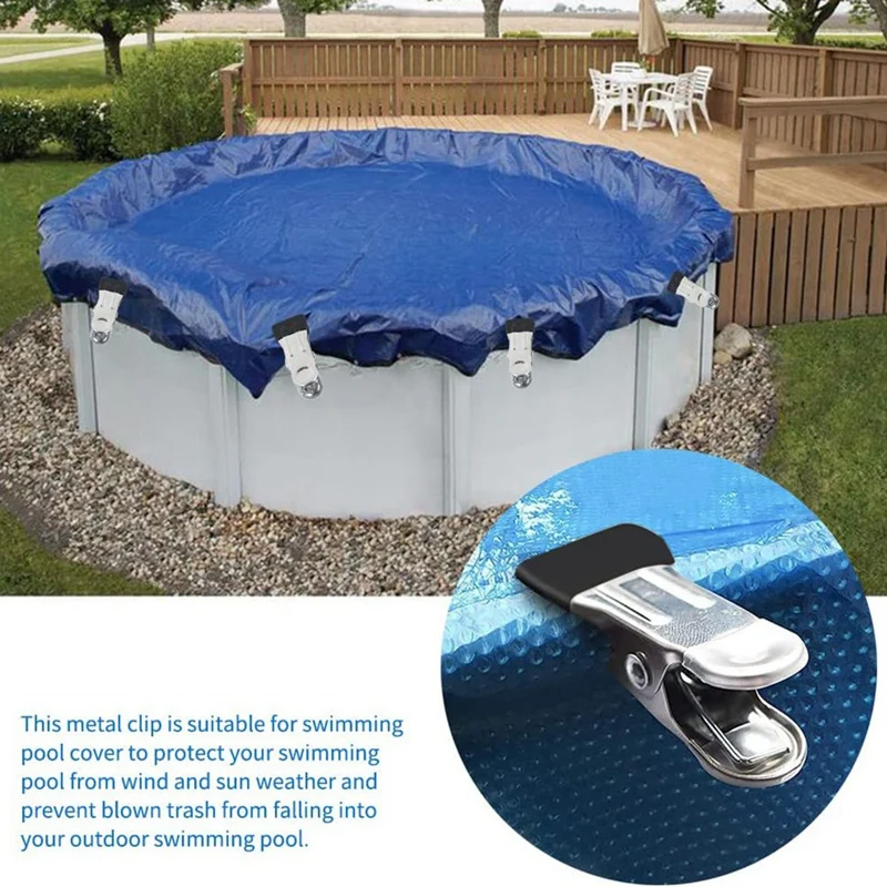 

50Pcs Swimming Pool Cover Clamps, Swimming Pool Above Ground Winter Cover Clips Multifunctional Metal Clips