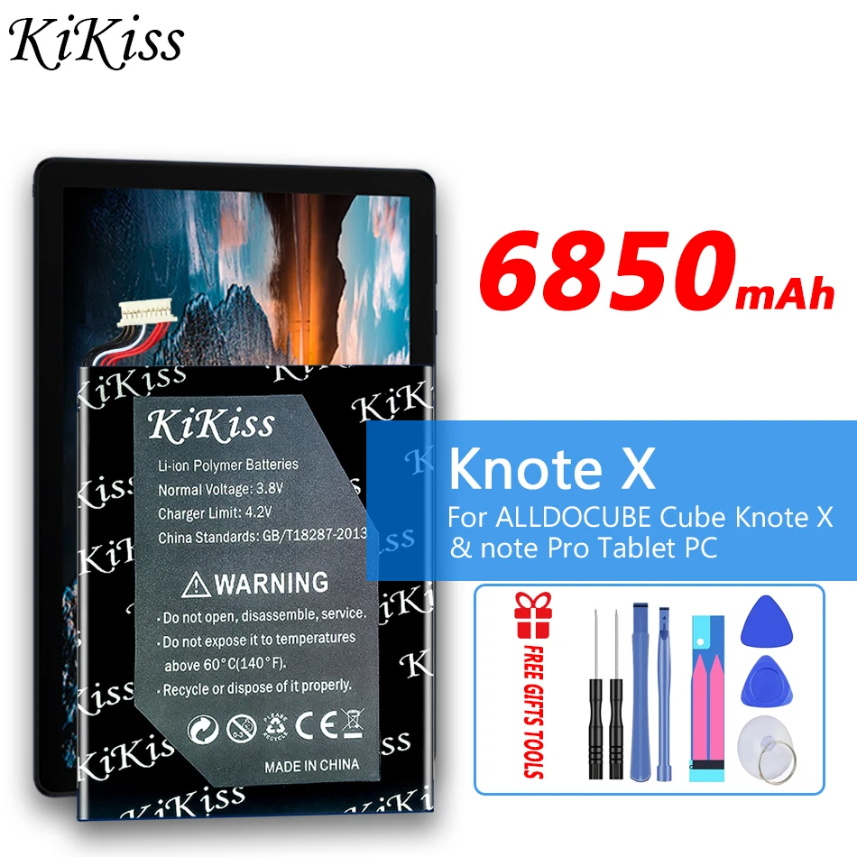 

KiKiss High Capacity 6850mAh Battery for ALLDOCUBE Cube Knote X & Pro Tablet PC Kubi KnoteX i1302-2871185-2s Battery