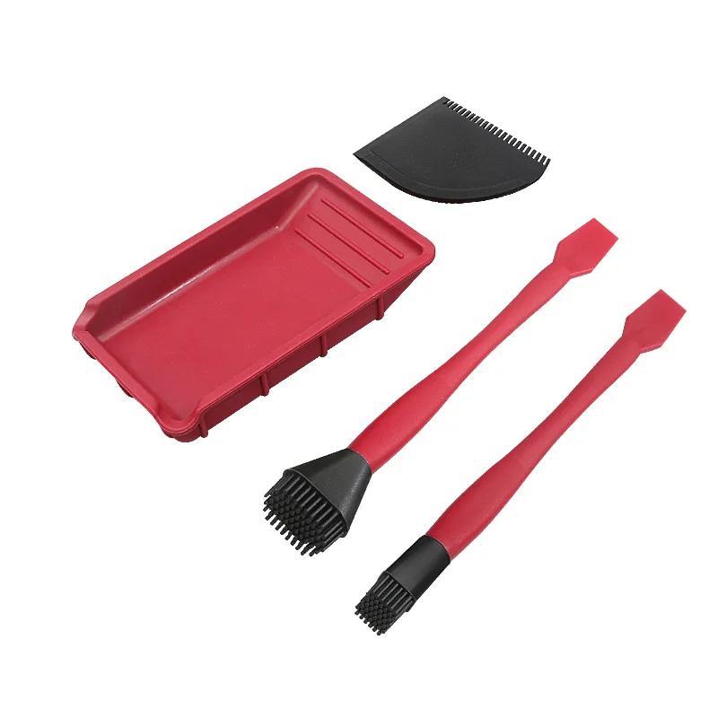 

New 4PCS Soft Silicone Woodworking Glue Tools Kit Wide Brush Narrow Brush Thin Blade Shovel Flat Scraper Glue Tray Wood Gluing