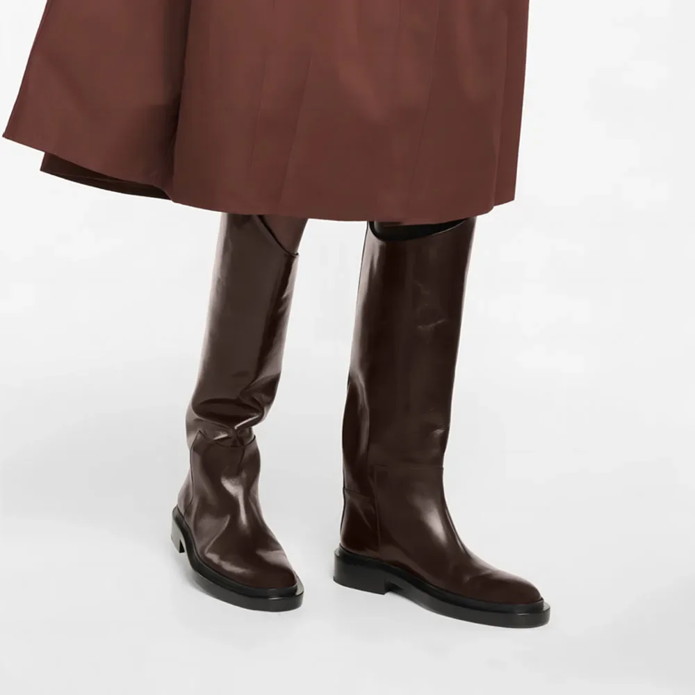 Arden Furtado/2024 осенне-зимние сапоги до колена из воловьей кожи для верховой езды без