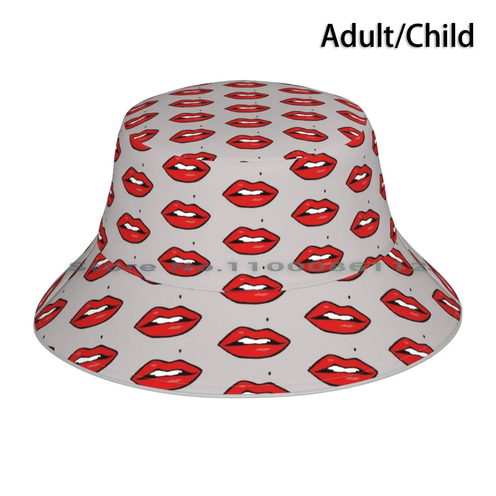 

Ga Lips-Grey Bucket Hat Sun Cap Foldable Outdoor Fisherman Hat