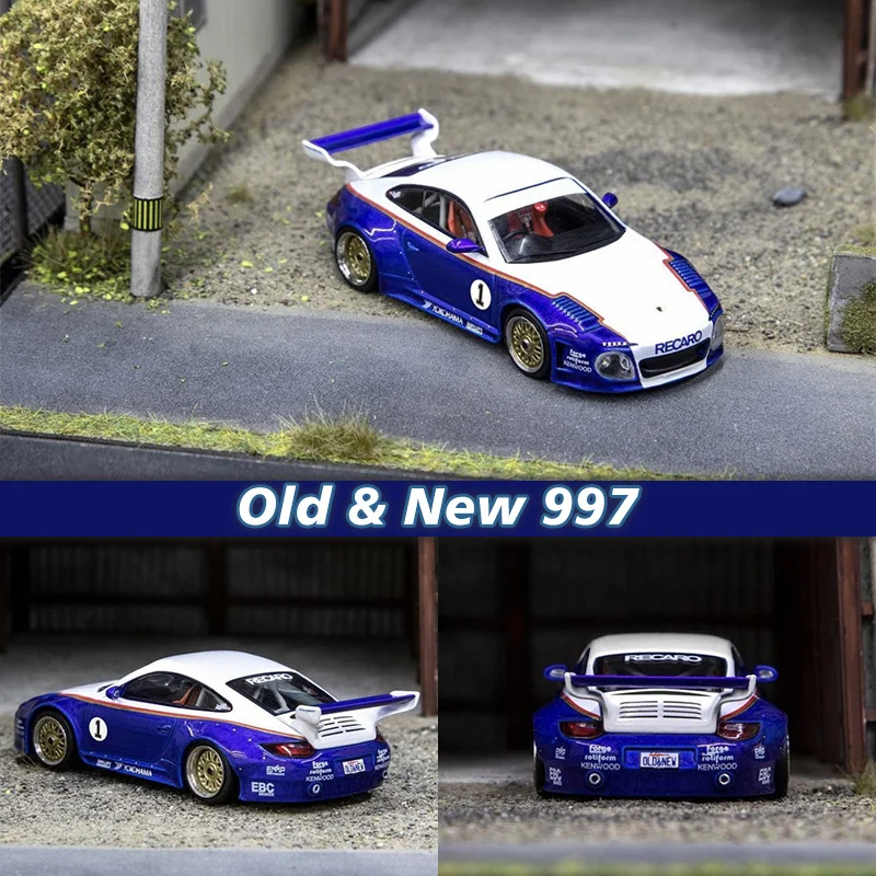 

Tarmac Works TW 1:64 Old New 997 Blue White Alloy Diorama Car Model Collection Miniature Carros Toys For Children In Stock
