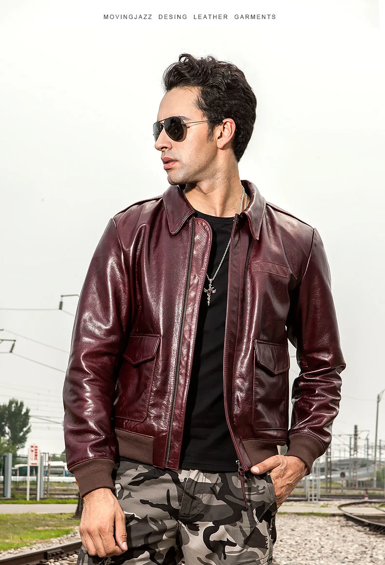 

Free shipping.classic Vintage A2 bomber leather jacket.men quality cowhide leather clothes.biker oil wax leather coat.casual
