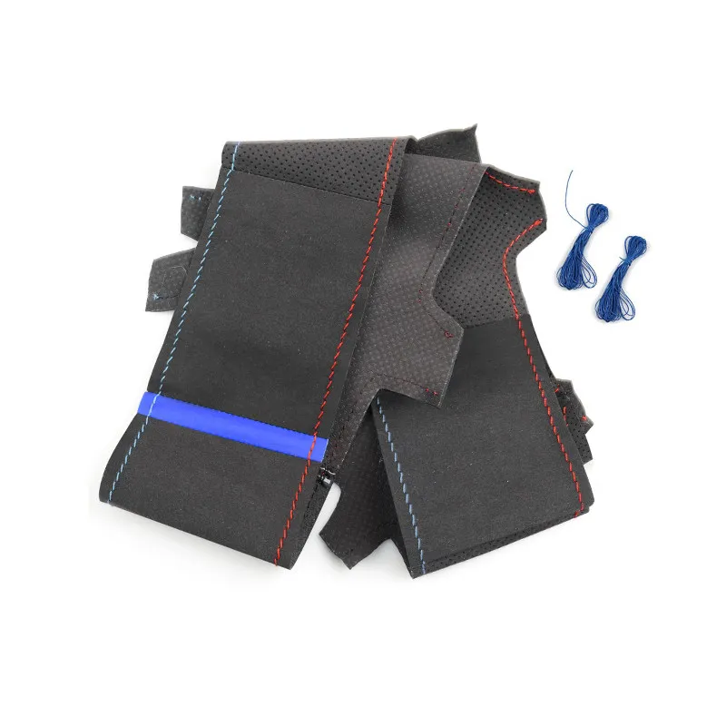 Для BMW M Sport E82 E87 E88 M3 E90 E92 E93 2008-2013 X1 E84 2011 Φ замшевая отделка с синей полосой