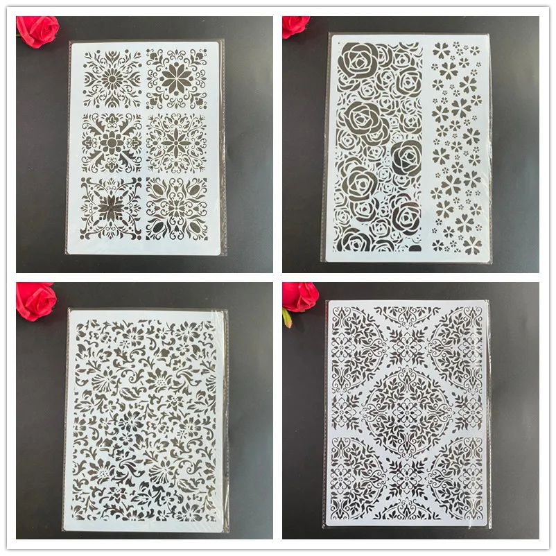 

4 шт./компл. A4 трафареты с мандалой, картина, раскраска, фотоальбом, декоративный шаблон, трафарет, Париж