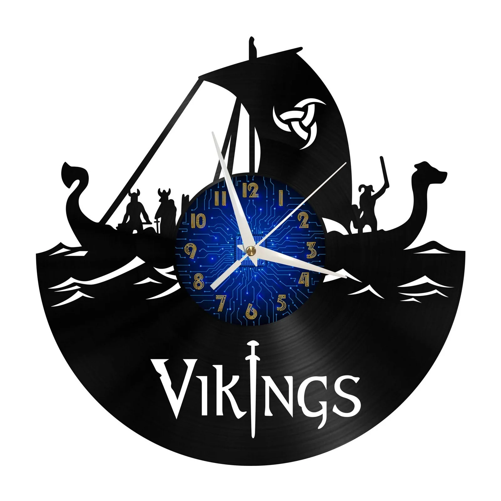 

Viking Ship Vinyl Record Wall Clock for Kitchen Wall Decor Wall Art