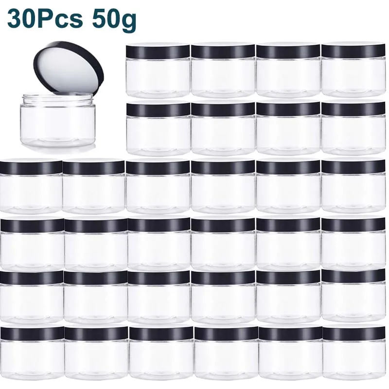 

30Pcs/pack 50g Plastic Cosmetics Jar Makeup Box Travel Face Cream Bottle Container Empty Makeup Jar Pot Refillable Bottles