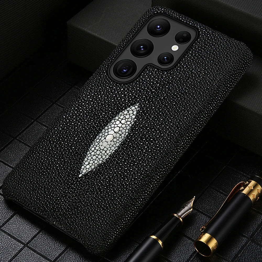 Genuine Stingray Leather Case for Samsung galaxy S21 S22 S23 Ultra S20 FE S9 S10 Plus Note 20 10 A54 A34 A53 5G A52S A71 A51 A52