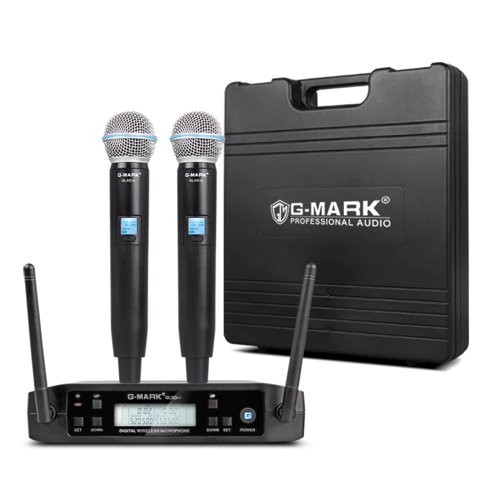 Microphone Wireless G-MARK D4 Professional UHF Dynamic Mic Automatic Frequency For Party Stage Church Show Karaoke Meeting