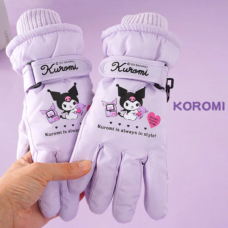 Новые детские лыжные перчатки Sanrio Kuromi высококачественные зимние теплые