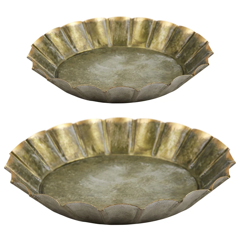 

Уникальный винтажный античный металлический поднос ручной работы с цветочным ободком, круглый железный поднос с резинкой, деревенский Рет...