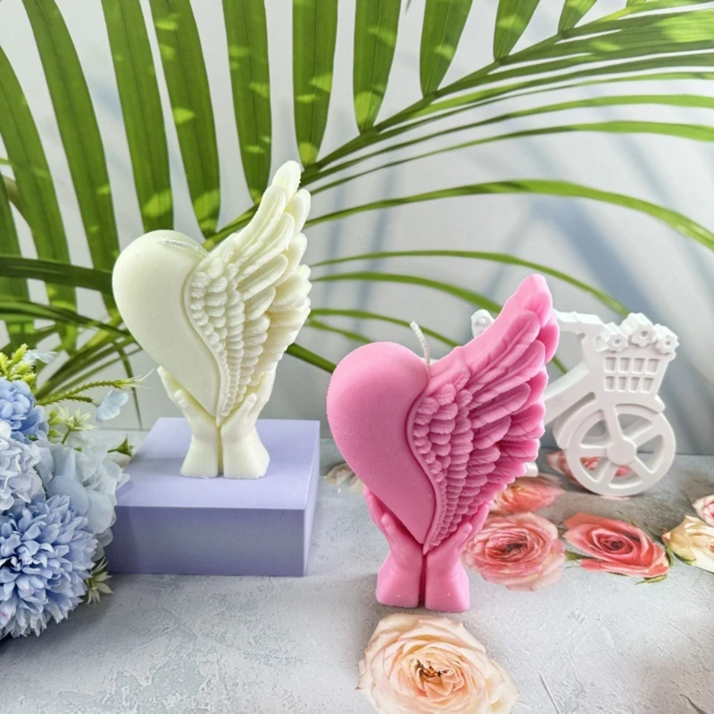 Свеча Плесень Руки Держа Сердце Крыло Силиконовые Формы DIY Отливки Из Смолы