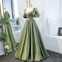 vintageretro sage green princess prom dress crossed straps backless beading taffeta formal party gown scoop neck evening dress
