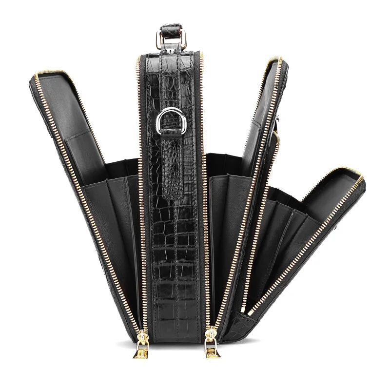 Men's Single Shoulder Bag Light Luxury100%  Crocodile Leather Men's Bag Single Shoulder Satchel Handbag Business Briefcase
