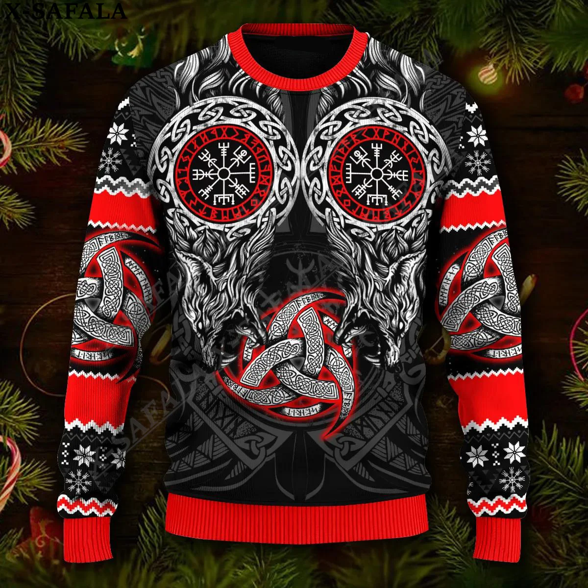 Женский свитер унисекс Fa La Valhalla повседневный джемпер с рисунком викингов и