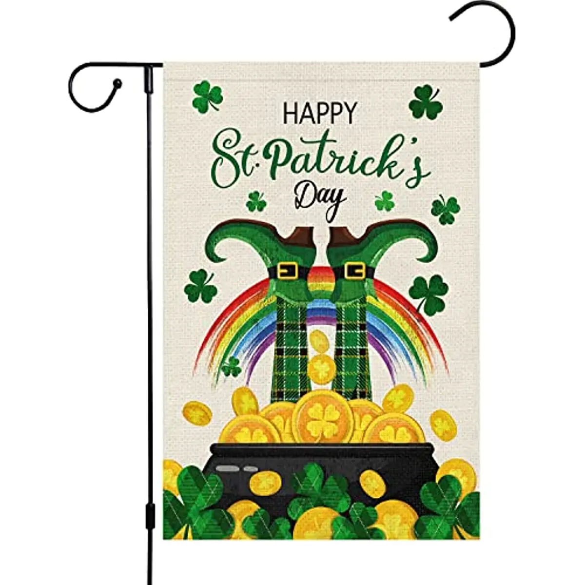 

Spring St. Patrick's Day Garden Banner Little Lucky Leprechaun Clover Welcome Yard Banner