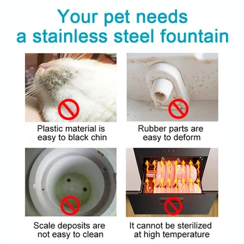 Stainless Steel Cat Fountain With Water Mark Automatic Cats Water Dispenser Sensor Filter Pet Cat Ultra Quiet Pump Water Foutain 4