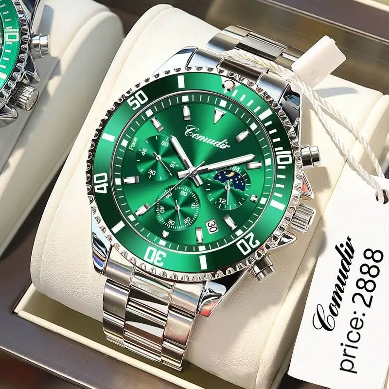 

Free shipping Mens Watches Top Brand Luxury Fashion Waterproof Luminous Hand Green Dial Quartz Sports Wristwatch Gifts for Men