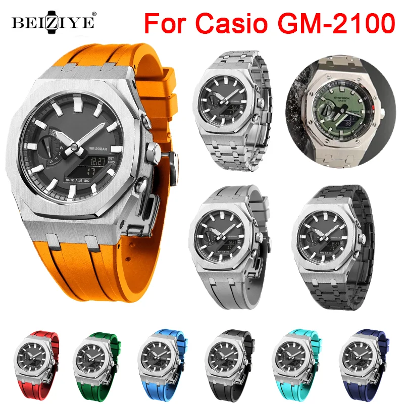 

Metal Case For Casio G Shock GM-2100 Modification Kit Cover Stainless Steel Strap For GM2100 Gen5 Band Replacement Accessories