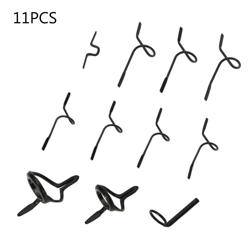 

11pcs Fly Fishing Rod Guide Tip Top Ring Circle Repairing Kits Set Spinning Hard Snake Guide DIY Eye Ring Fishing Accessories