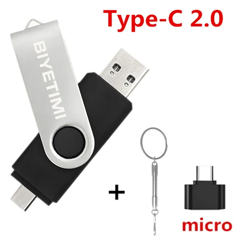 Biyetimi Type C USB флешка 128 ГБ OTG 2.0 64 ГБ флешка 32 ГБ реальной емкости USB флэш-накопител флэш-накопител флешка для телефона и КПК