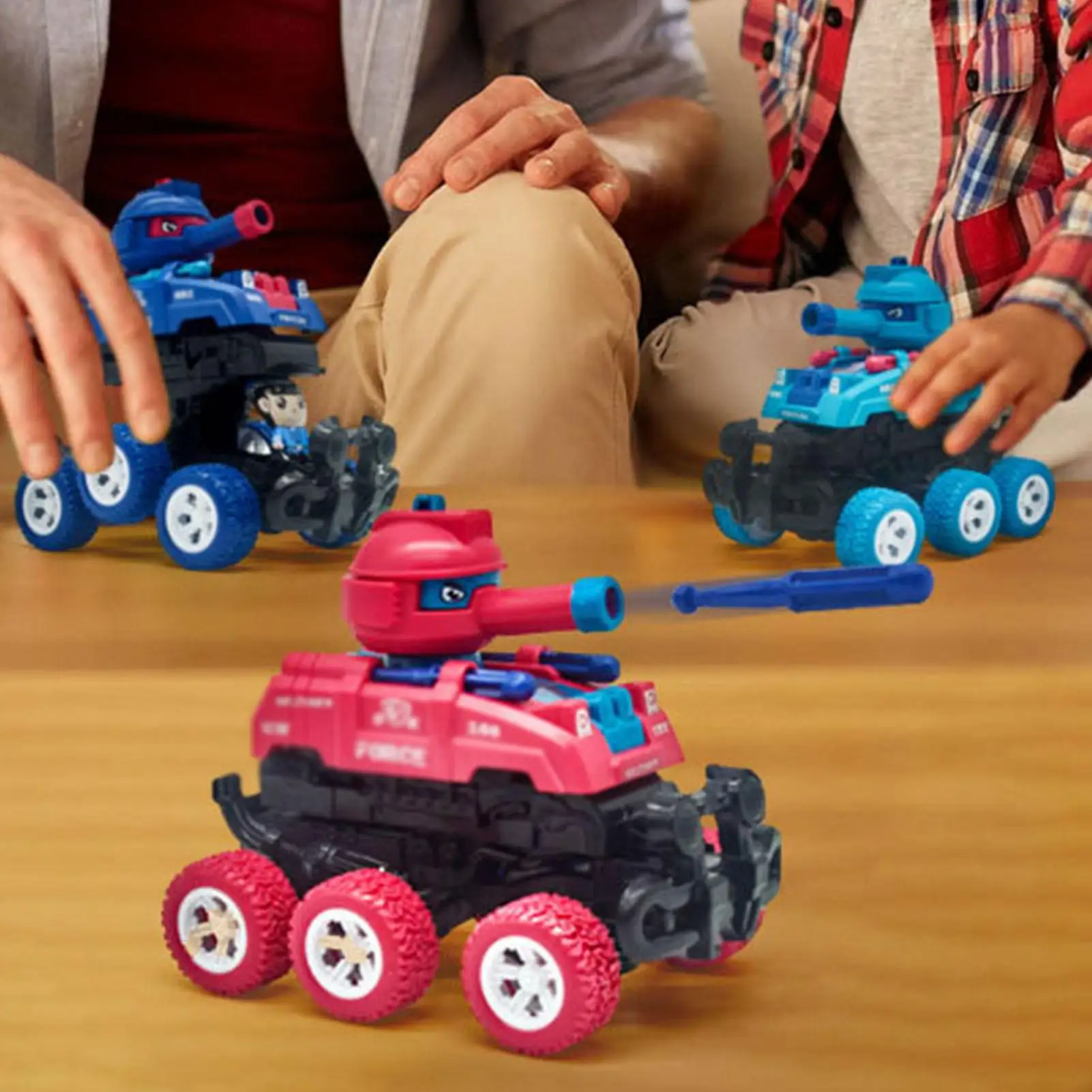 

Kids Car Tank Toy Inertia-Driven Tank Toys With Front Press Button Fall Resistant Launch Bullets Deformation Tanks Vehicles For
