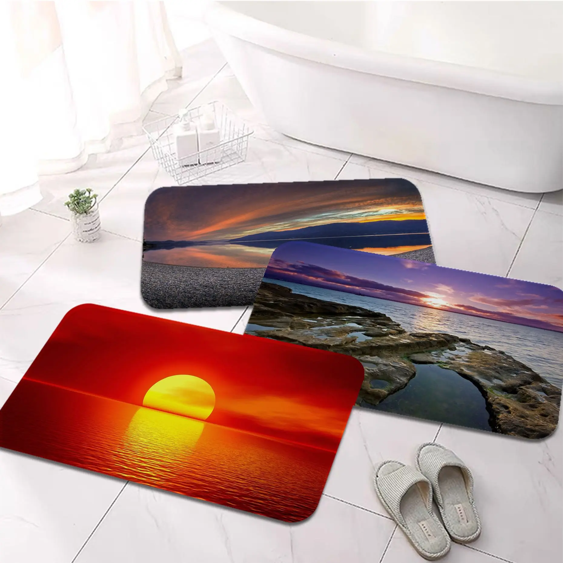 

Sunset Afterglow Bath Mat Washable Non-Slip Living Room Sofa Chairs Area Mat Kitchen Household Carpets