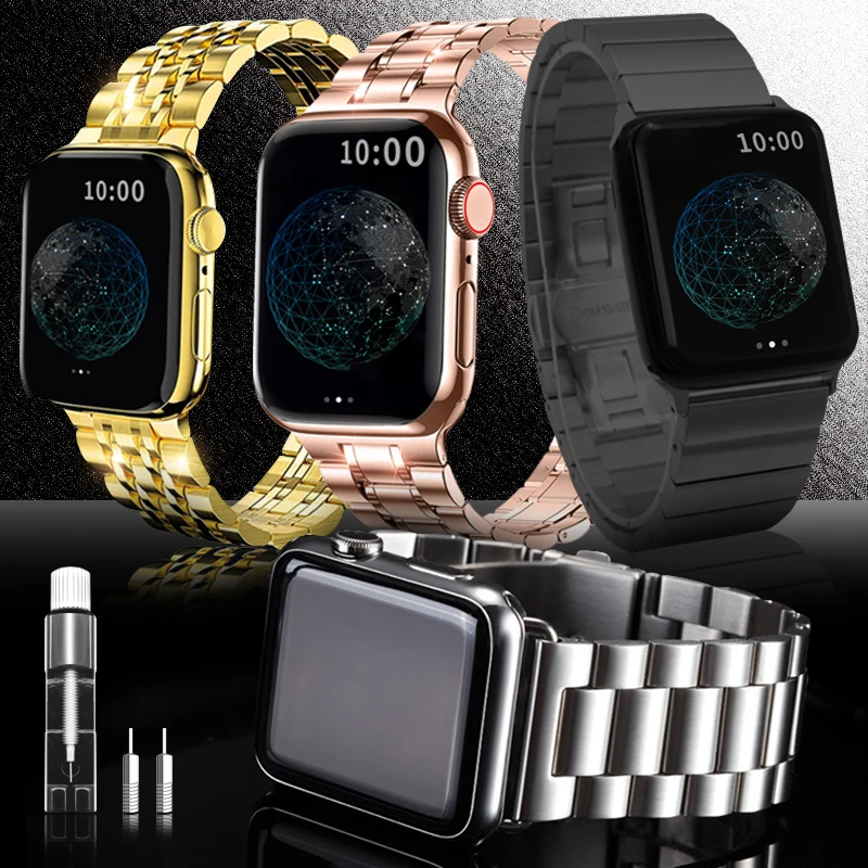 

Compatible Apple Watch Band 38mm 40mm 41mm 44mm 42mm 45mm 49mm Stainless Steel Bracelet iWatch 8 7 6 5 4 3 Series Metal Strap