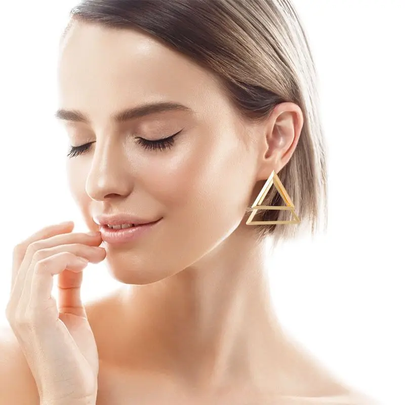 

Earrings for Women Alloy Geometric Triangle Design Long Style Pendant Jewelry серьги Female Simple Eardrop Girl