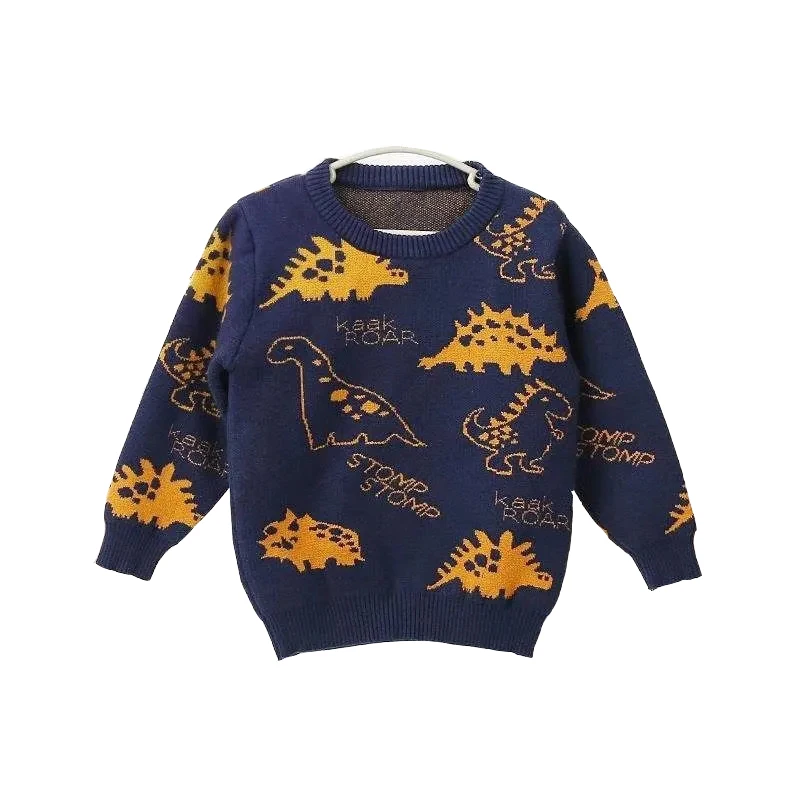 

Dark Blue Boys Crew Neck Long Sleeve Sweater Children's Spring Clothing