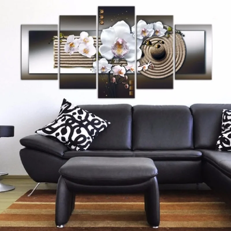 Картина на холсте без рамки с изображением Зен и орхидеи 5 шт./компл. | Дом сад