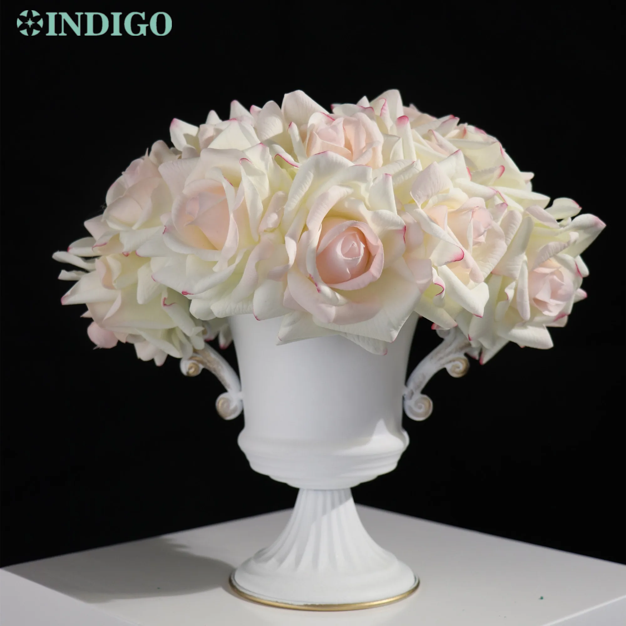 

(5 Stems / Bundle ) Pink Rose Bouquet 26CM Home Decoration Wedding Real Touch Flower Wet Patels Floral Event Party - INDIGO