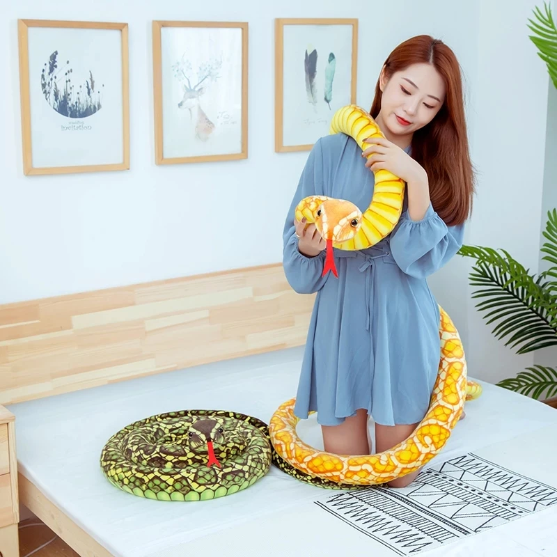 300cm Lifelike Snakes Plush Toy Giant Boa Cobra Long Stuffed Animal Snake Plushie Funny Tricky Friends Halloween Children Gift images - 6