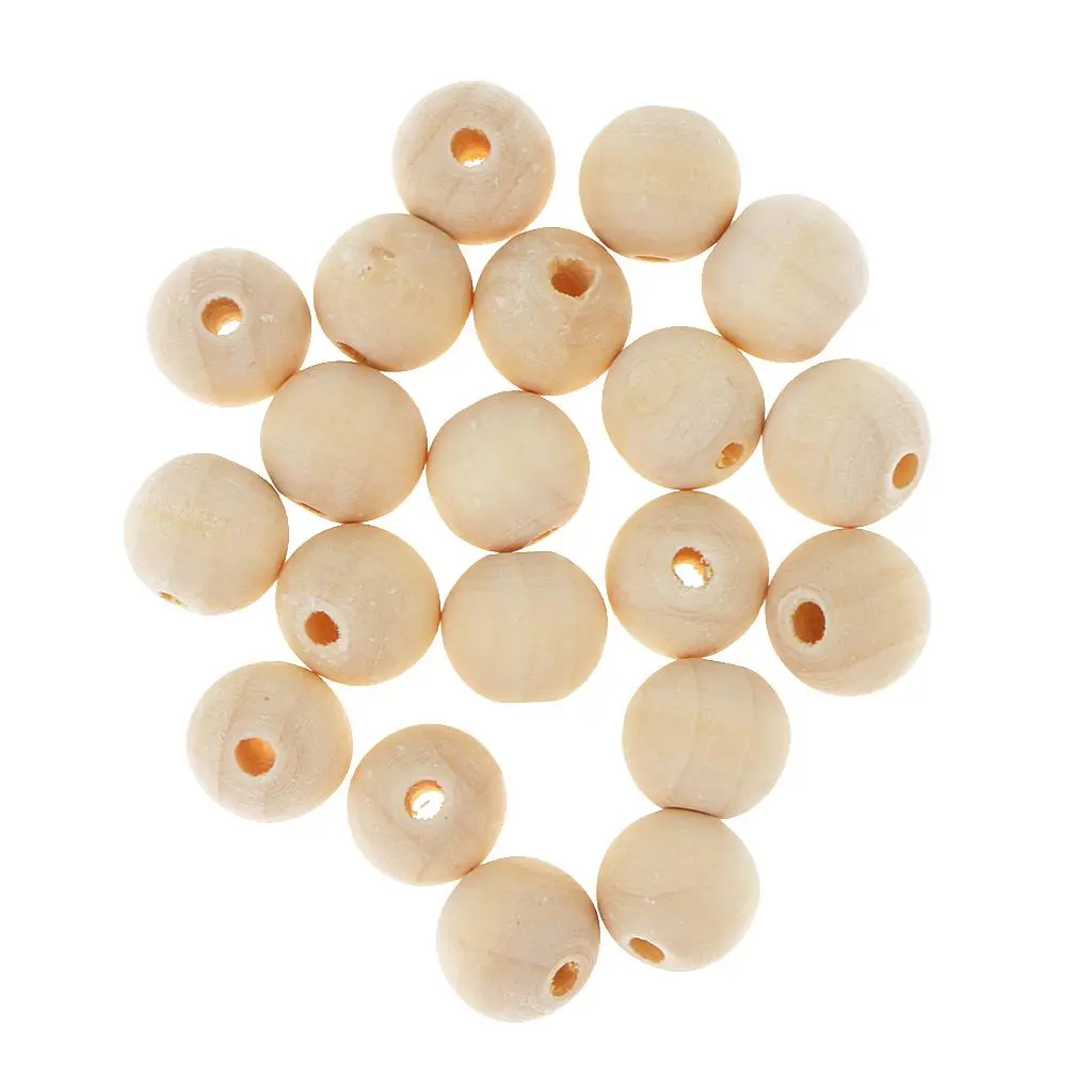 

20 Pieces Round Wood Beads Loose Spacer Beads for Jewelry Crafting