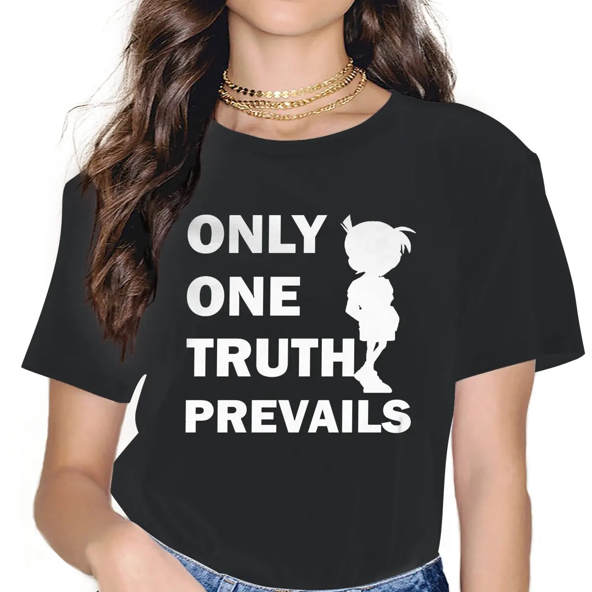 

Only One Truth Prevails Kawaii Girls Women T-Shirt Detective Conan 5XL Blusas Harajuku Casual Short Sleeve Vintage Oversized