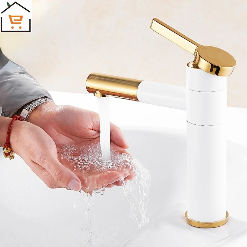 

VGX Bathroom Sink Faucets 360 Rotation Spout Basin Mixer Tap Hot&Cold Faucet Water Crane Brass Chrome Golden Black F623-101