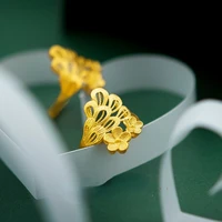 luxury 24k yellow gold plated phoenix flower rings for women fashion open rings not fade wedding anniversary high jewelry gifts