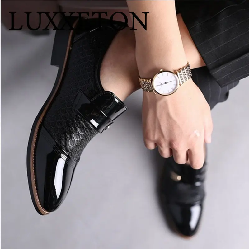 Men Leather Shoes Casual Dress Shoes Men Shoes Classic Fashion Luxury Men Shoes Wear-resistant Non-slip Men Shoes Solid Color