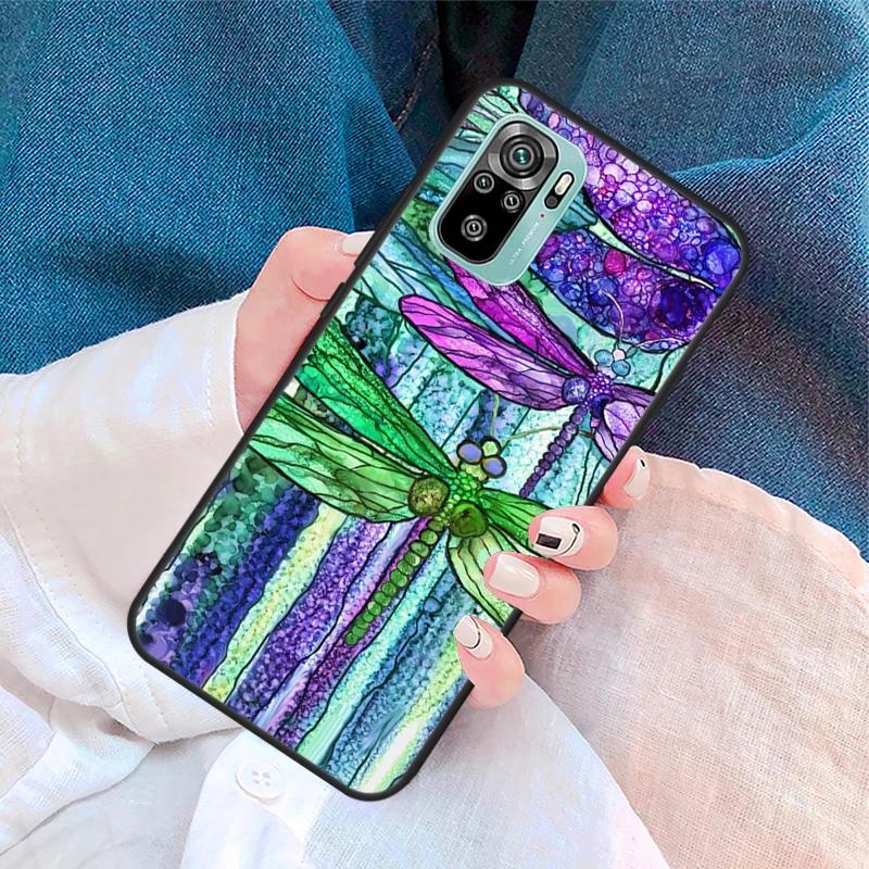 Чехол Luxury Dragonfly для Xiaomi Redmi Note 8 9 10 11 Pro 8T 9S 10S 9C 9A 9T с мягким покрытием.